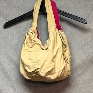 American Eagle Hobo Bag Y2K Slouchy Shoulder Bag Canvas Logo Tote